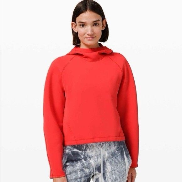 Lululemon AirWrap Hoodie Womens Size 10 Pink Punch Cropped Pullover Stretch - Picture 1 of 10